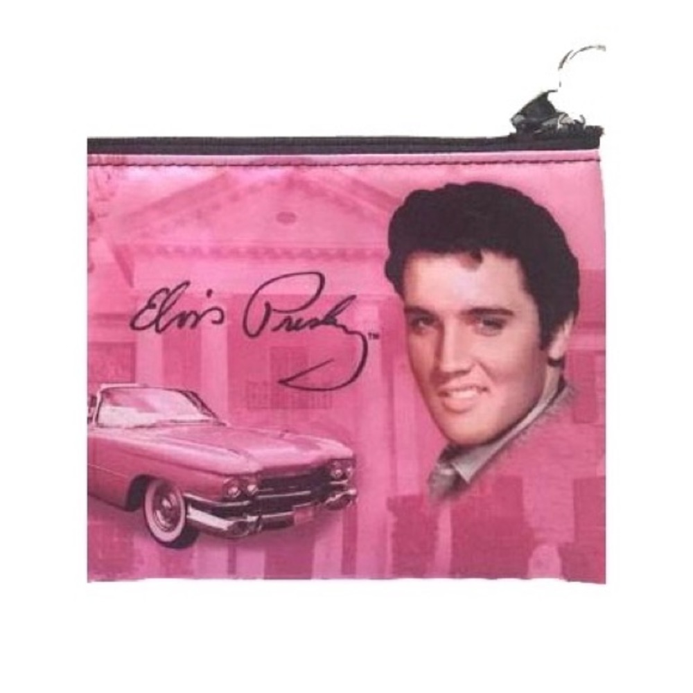 New Pink Elvis Presley make-up cosmetic bag change 6.8” x 4.8”